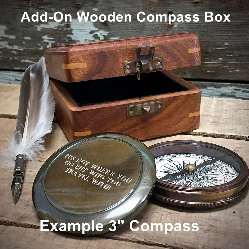 Personalized Antiqued Brass No Path Emerson Quote Compass - Image 4