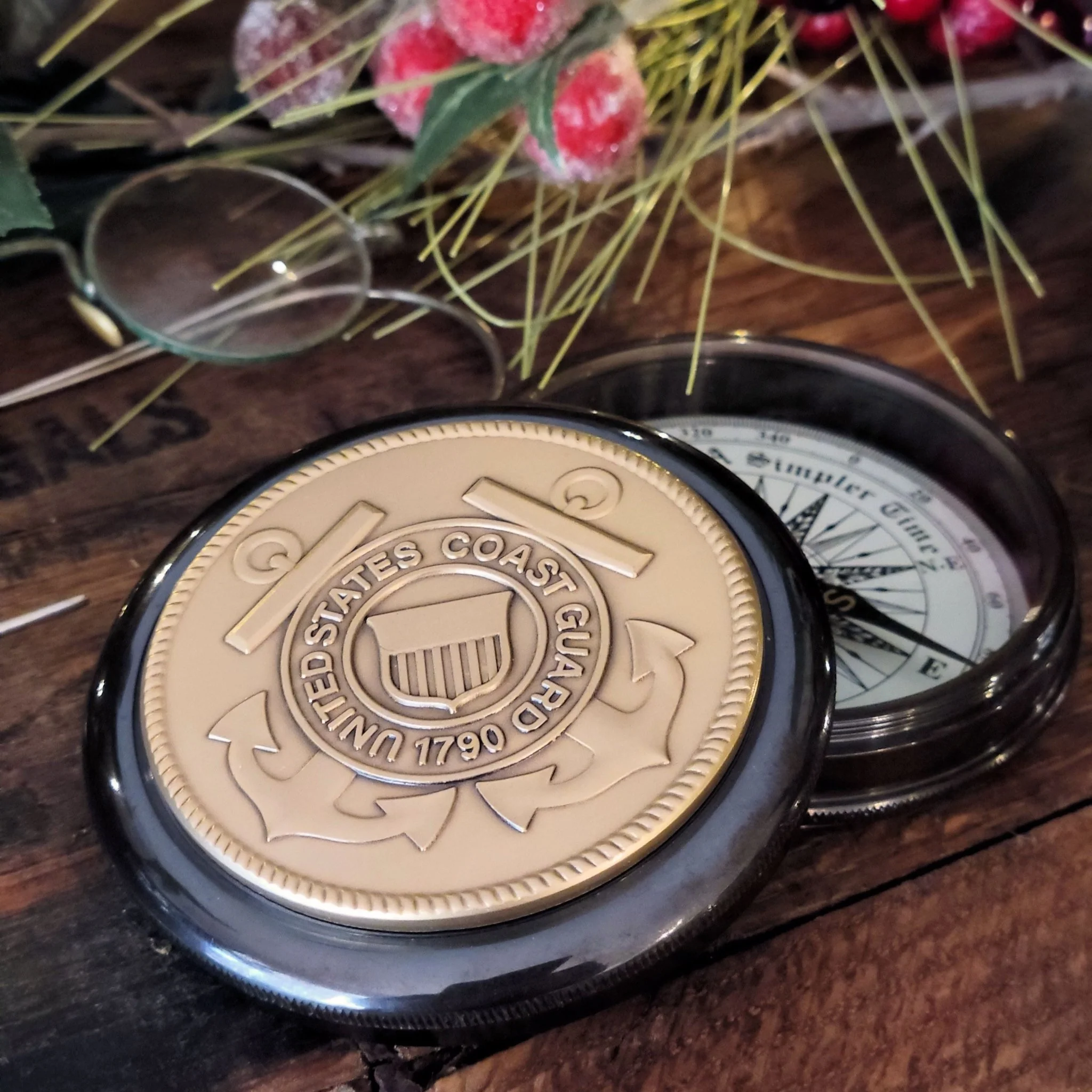 Personalized Coast Guard Medallion Compass - Image 3