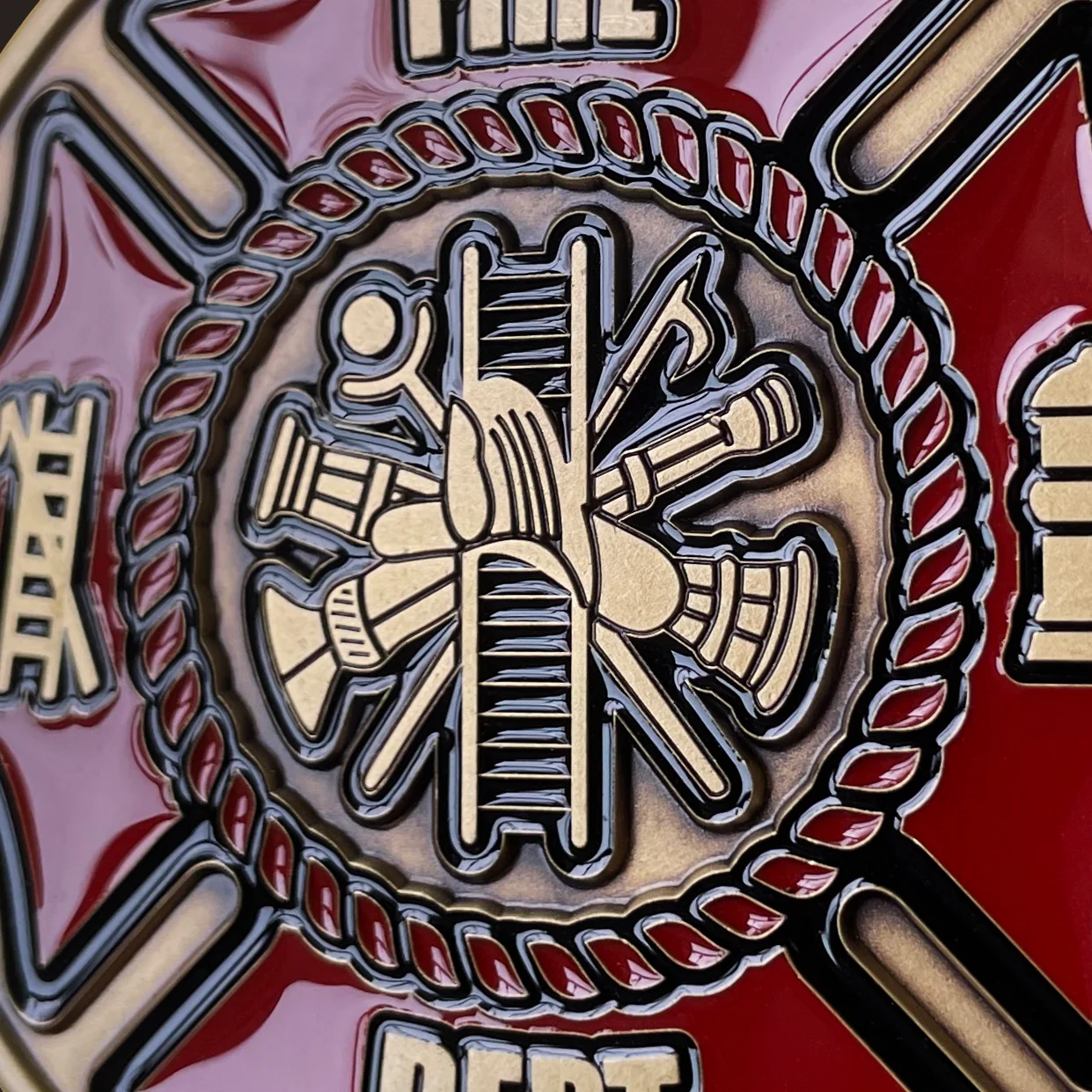 Personalized Firefighter Helmet Display Plaque with Maltese Medallion - Image 3