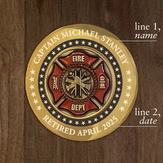 Personalized Firefighter Helmet Display Plaque with Maltese Medallion - Image 5