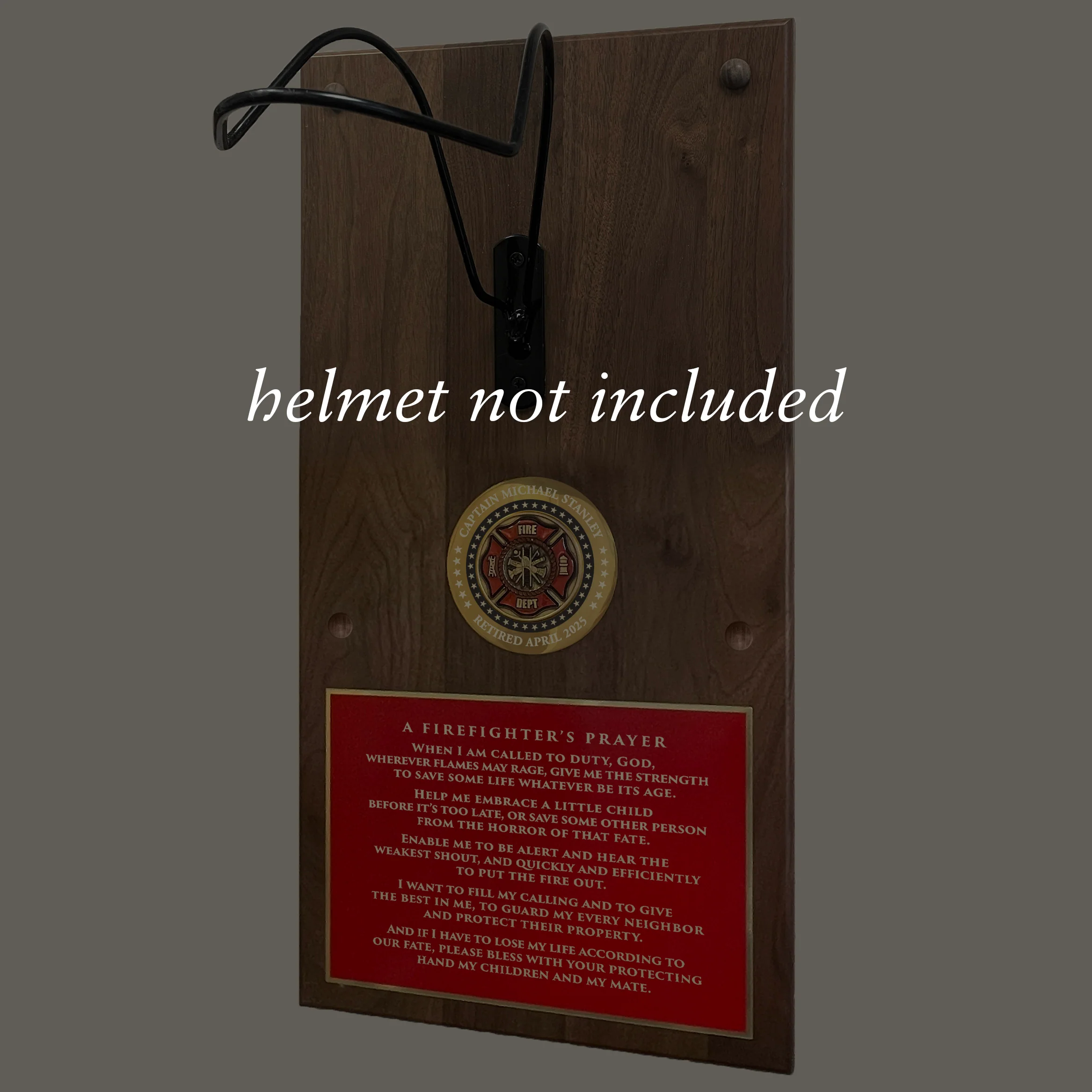 Personalized Firefighter Helmet Display Plaque with Maltese Medallion - Image 8