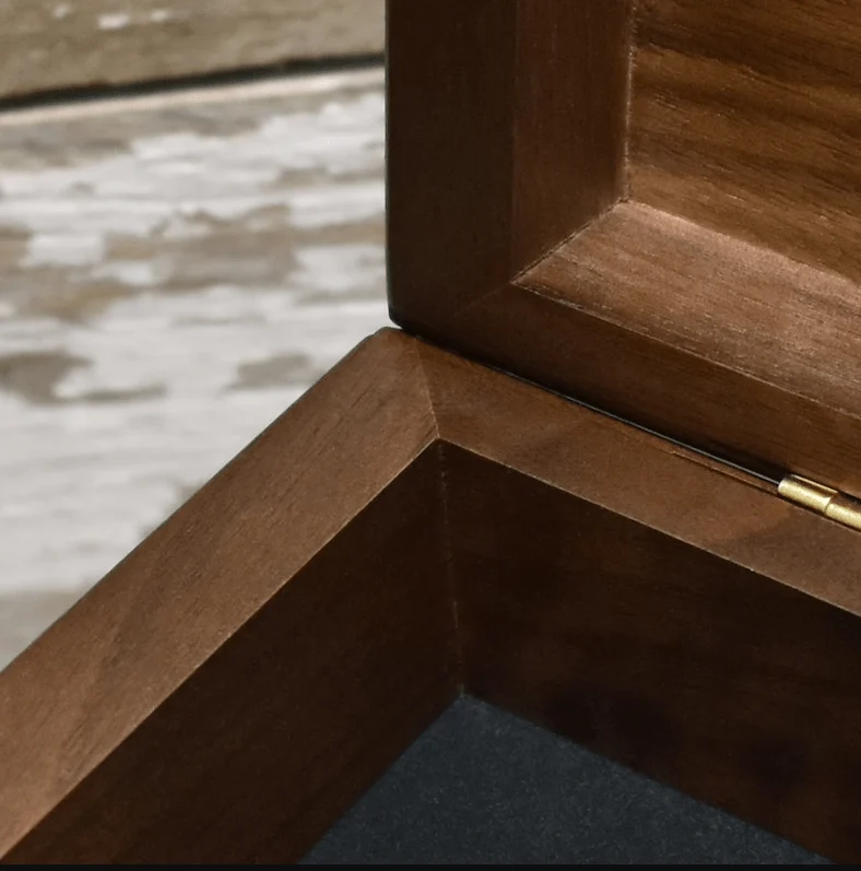 Personalized Walnut Keepsake Box with Colored Navy Medallion - Image 6
